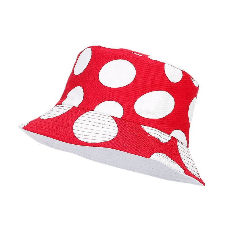 Wholesale Red and White Mushroom Pattern Double-Sided Bucket Hat