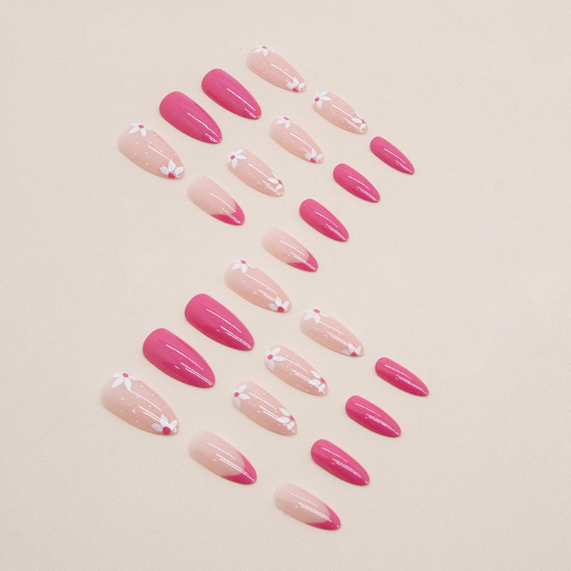 Wholesale Solid Color Cute Flower Almond Nail Stickers