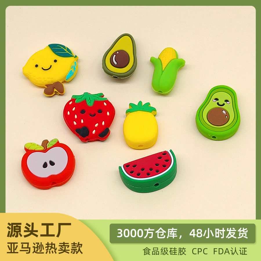 Wholesale 20pcs/pack Fruit Silicone Bead Set Food Grade Silicone Beads