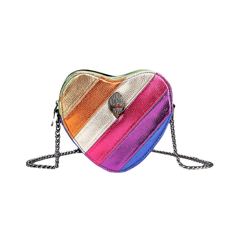 Wholesale PU Love Rainbow Splicing Chain Single Shoulder Crossbody Bag