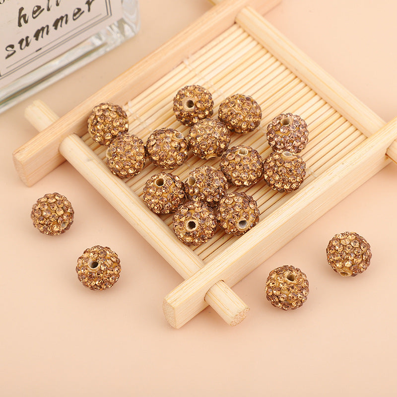 Wholesale10PCS Straight Hole Clay Drill Ball Beads DIY Hand Rhinestones Beads