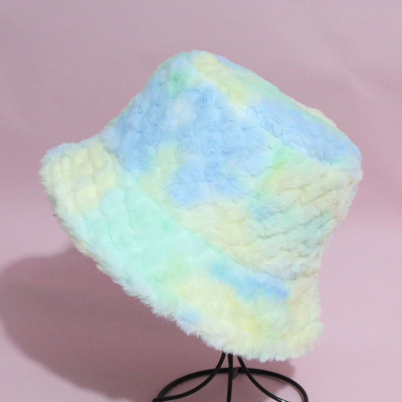 Wholesale 2023 Winter New Plush Diamond Pattern Tie-dye Polyester Hat