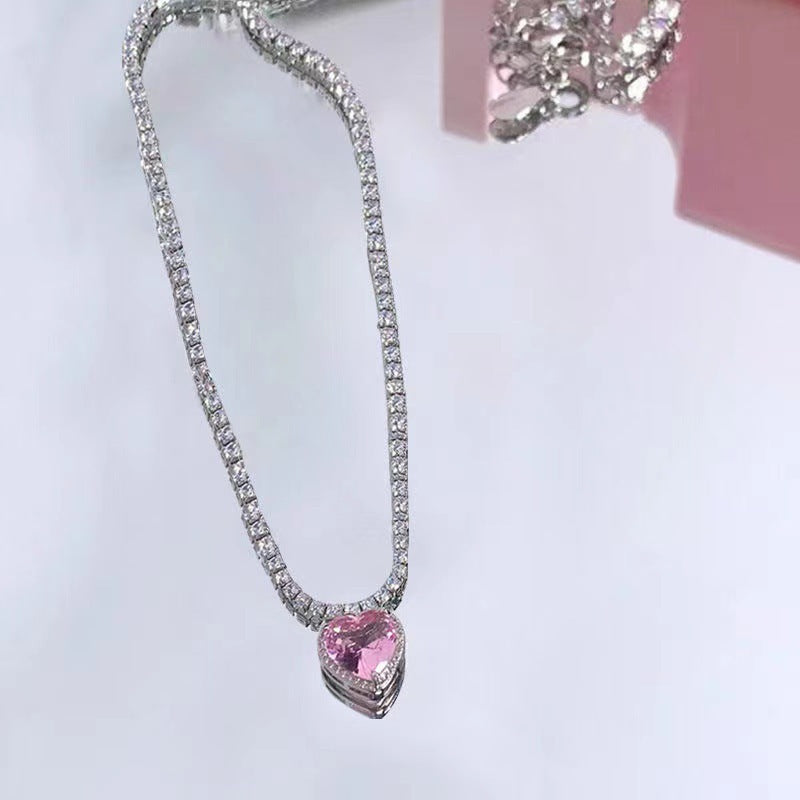 Wholesale Pink Heart Necklace Valentine' s Day Sweet  Necklace