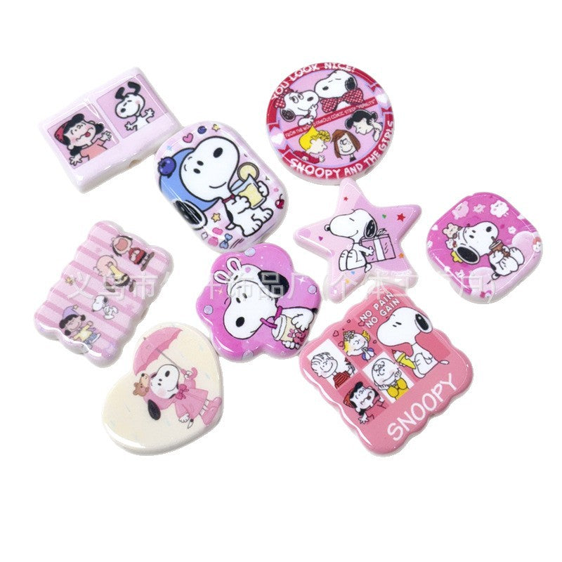 Wholesale 100pcs/pack Pink Cartoon Print Irregularly Shaped Beaded Pen Accessories OLY Exclusive