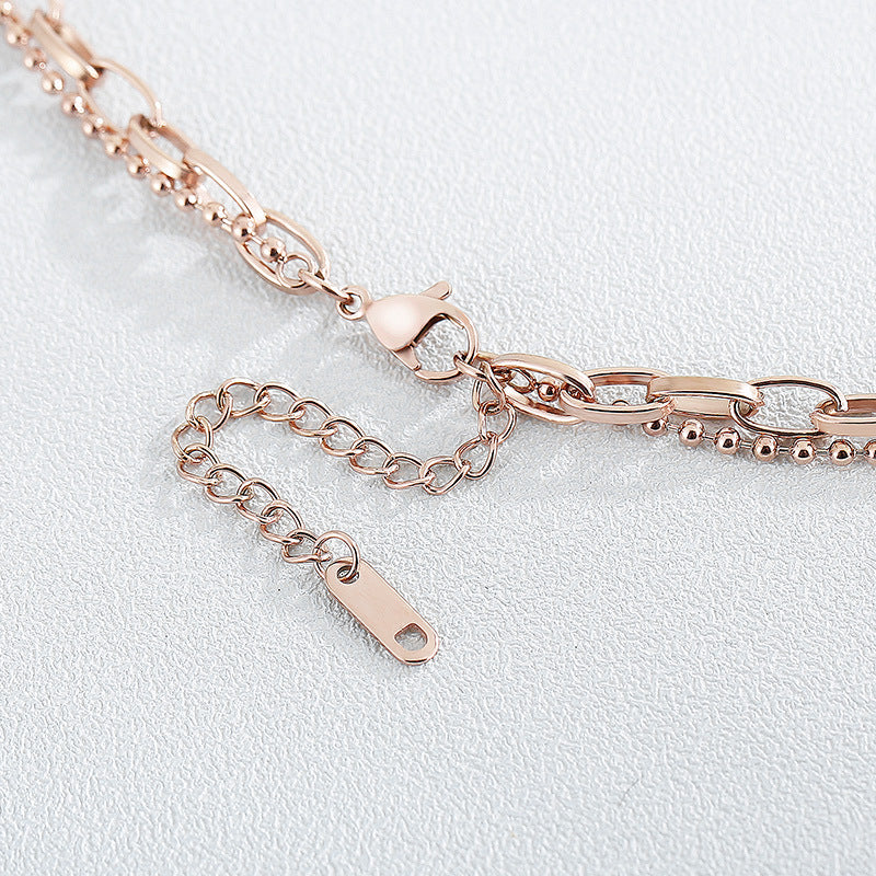 Wholesale Double Layer Ring Sweater Titanium Steel Necklaces