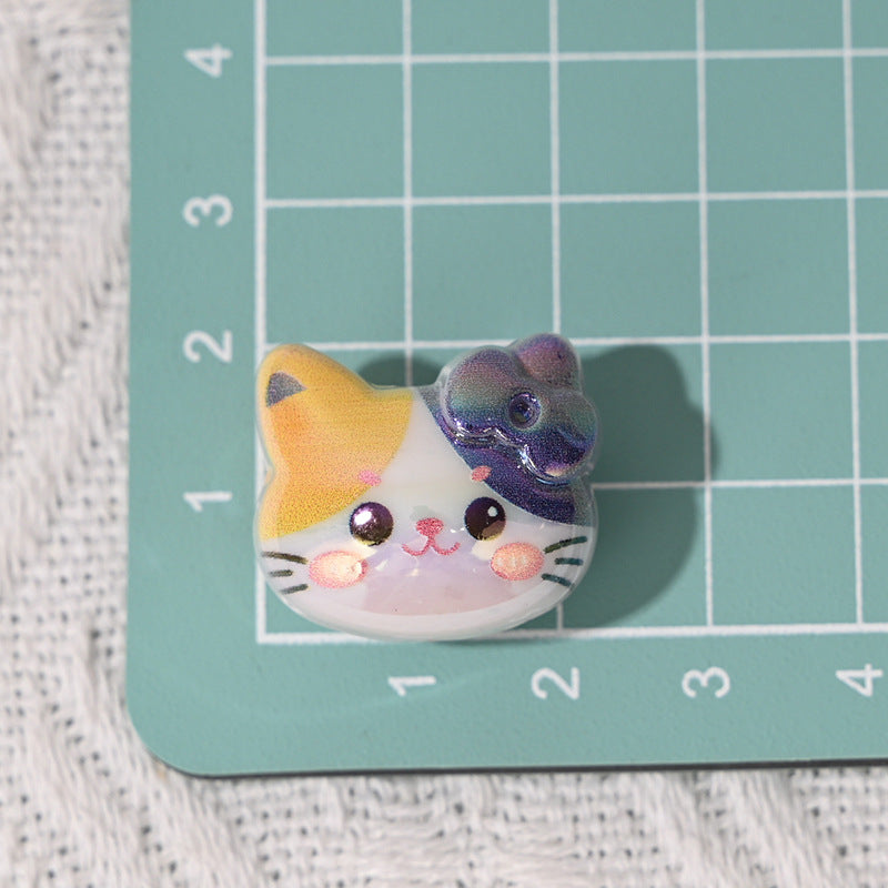 Wholesale 10pcs Cartoon Cute Cat  Straight Hole  Acrylic Beads
