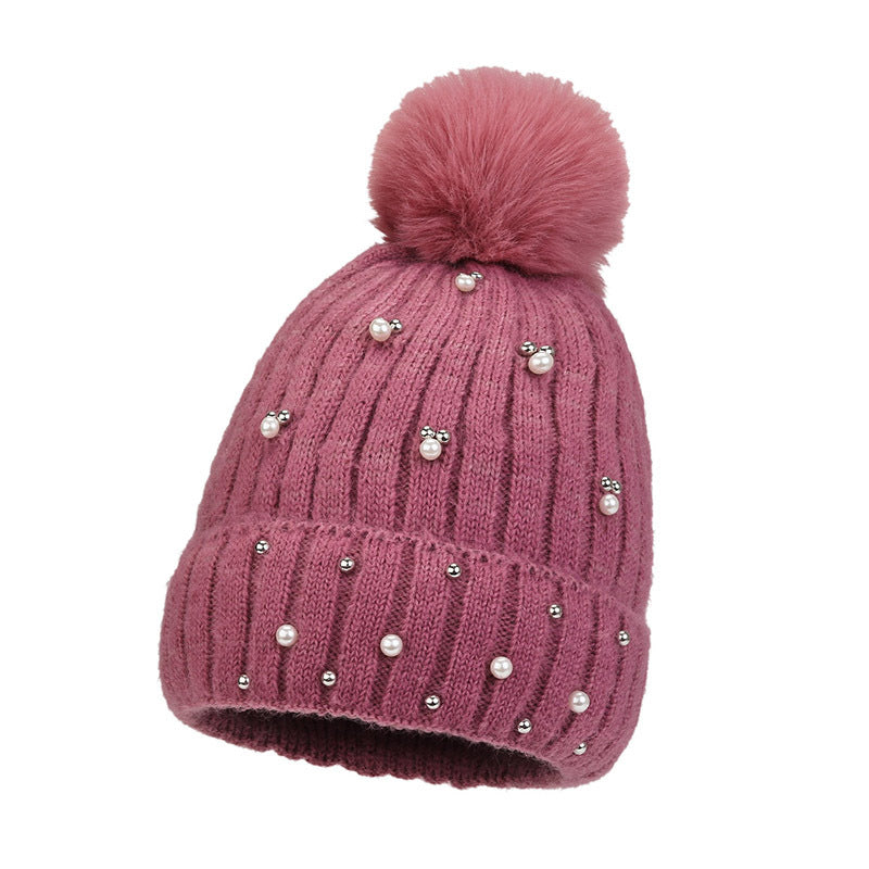Wholesale Plush and Thick Insulation Knitted Hats with Diamond Wool Hats