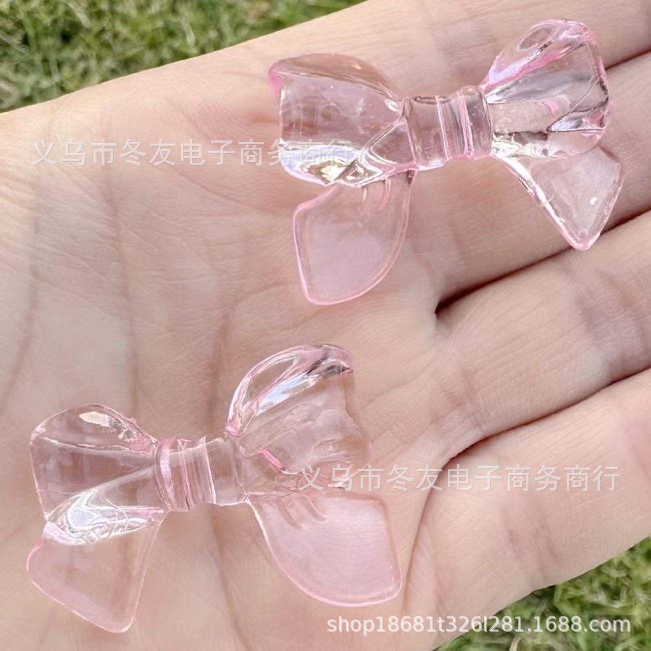 Wholesale 50pcs Transparent colored butterfly bow acrylic beads