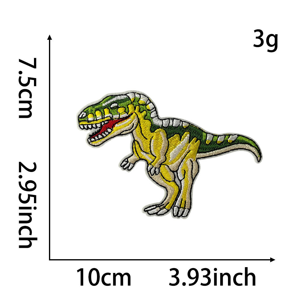 Wholesale Cartoon Dinosaur Decorative Embroidered Patches For Clothing DIY Iron On Craft Supply