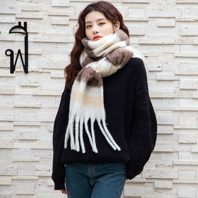 Wholesale Long Tassel New Rainbow Plaid Scarf