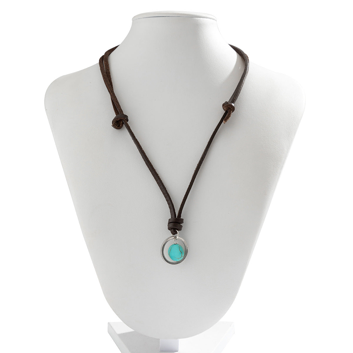 Wholesale Ring Turquoise Vintage Leather Collarbone Chain