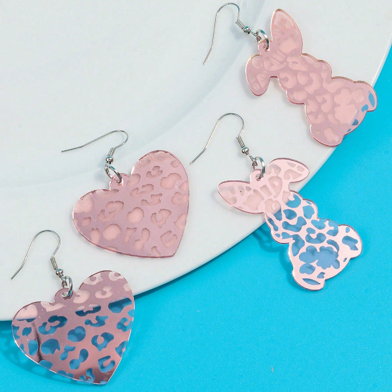 Wholesale Easter Cute Rabbit Peach Heart Acrylic Earrings