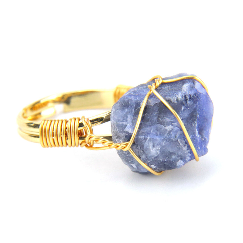 Wholesale The New Statement Hand-wound Rough Stone Agate Ring Is Adjustable