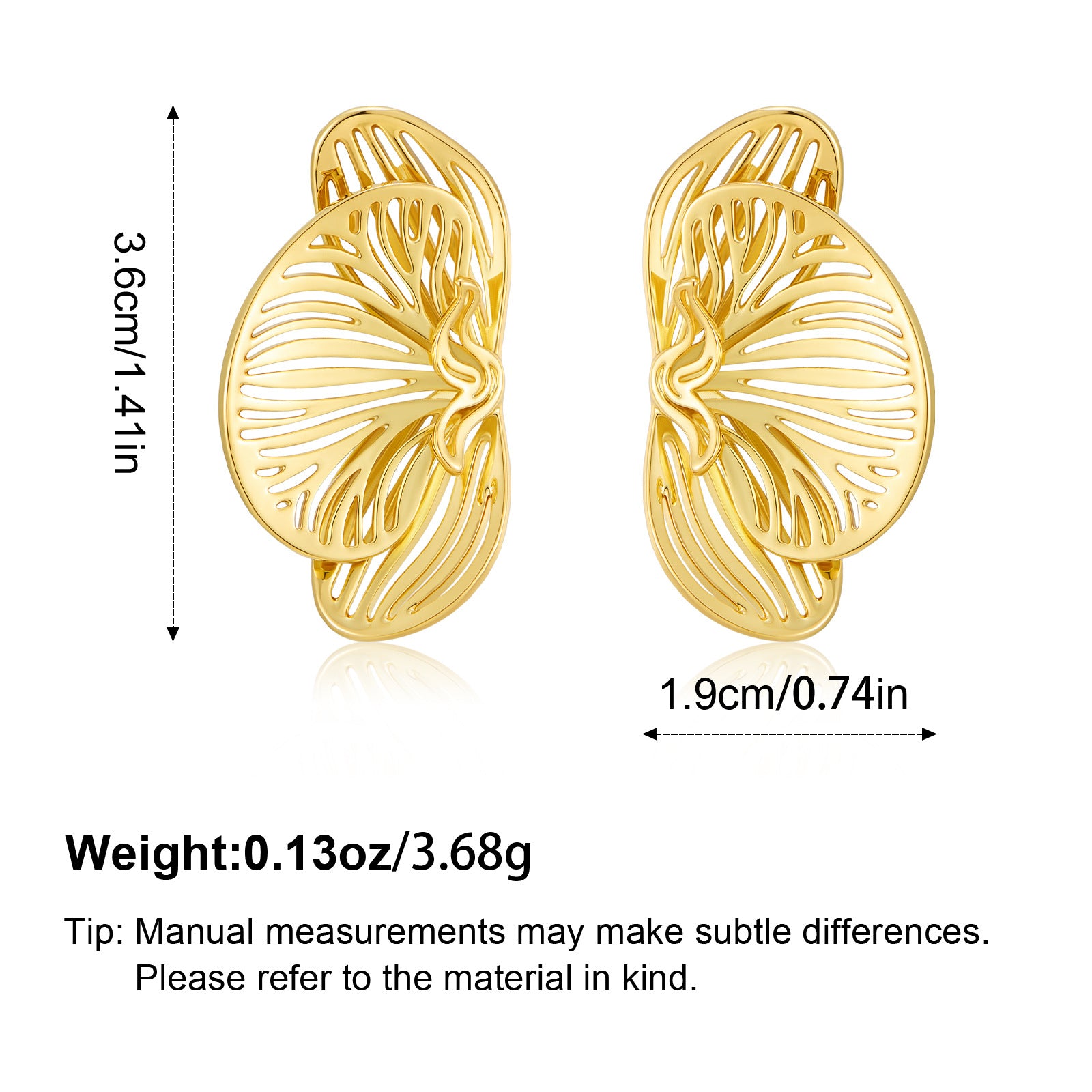 Wholesale Golden geometric butterfly hollow earrings
