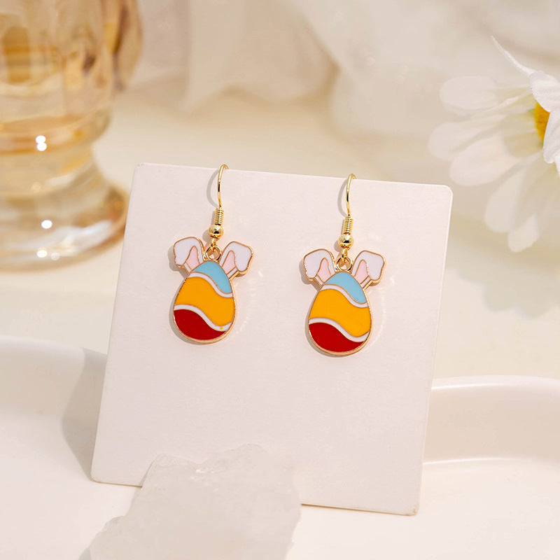 Wholesale Easter Egg Cartoon Titanium Steel Earrings