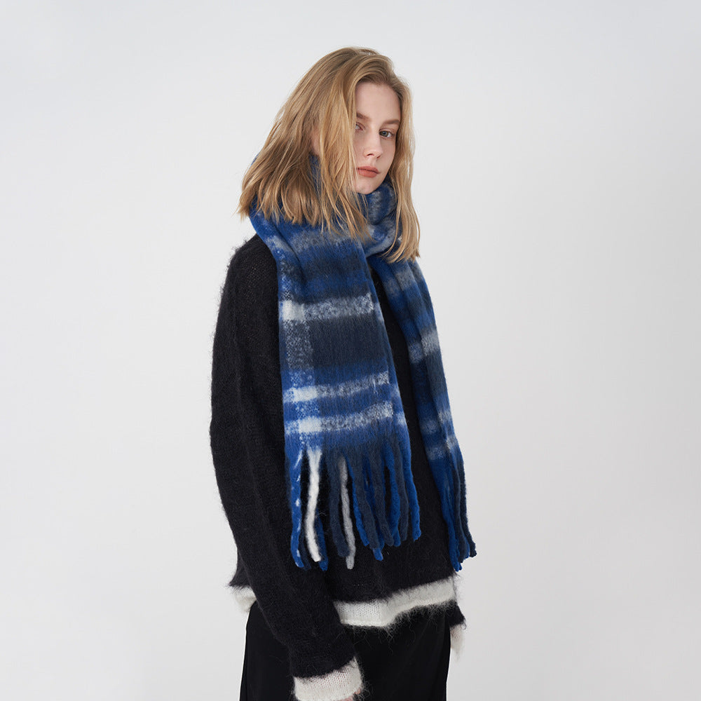 Wholesale Vintage Imitation Cashmere Plaid Winter Warm Scarf