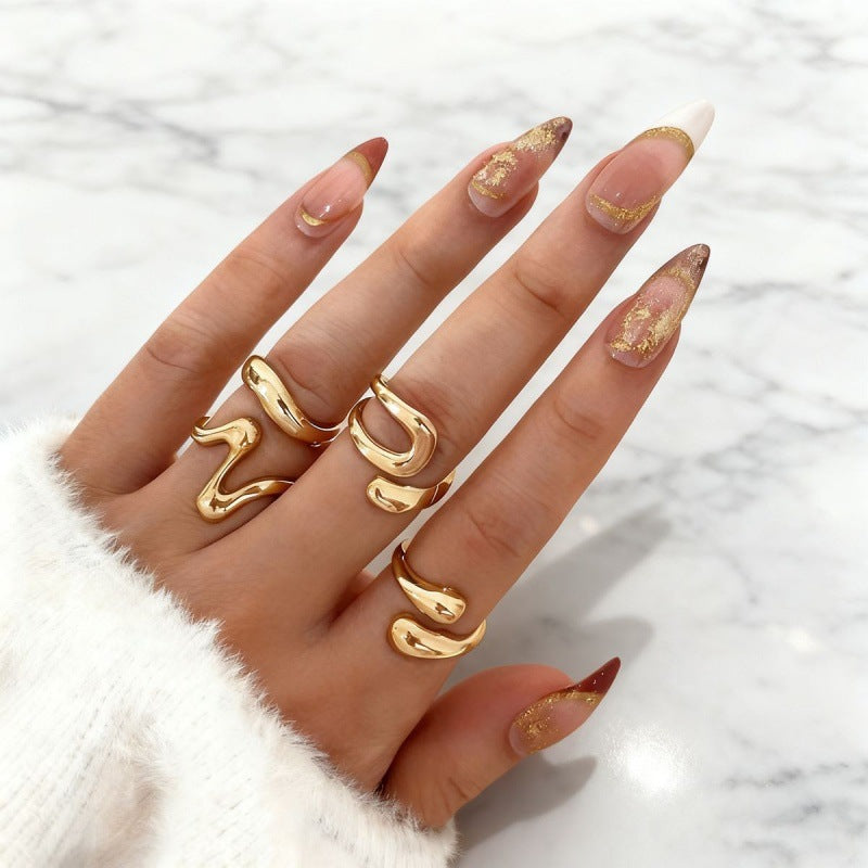 Wholesale Geometric Retro Irregular Diamond Set Ring Set
