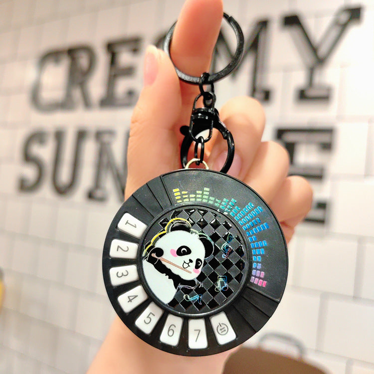 Wholesale Creative Girl Round Piano Plastic Keychains