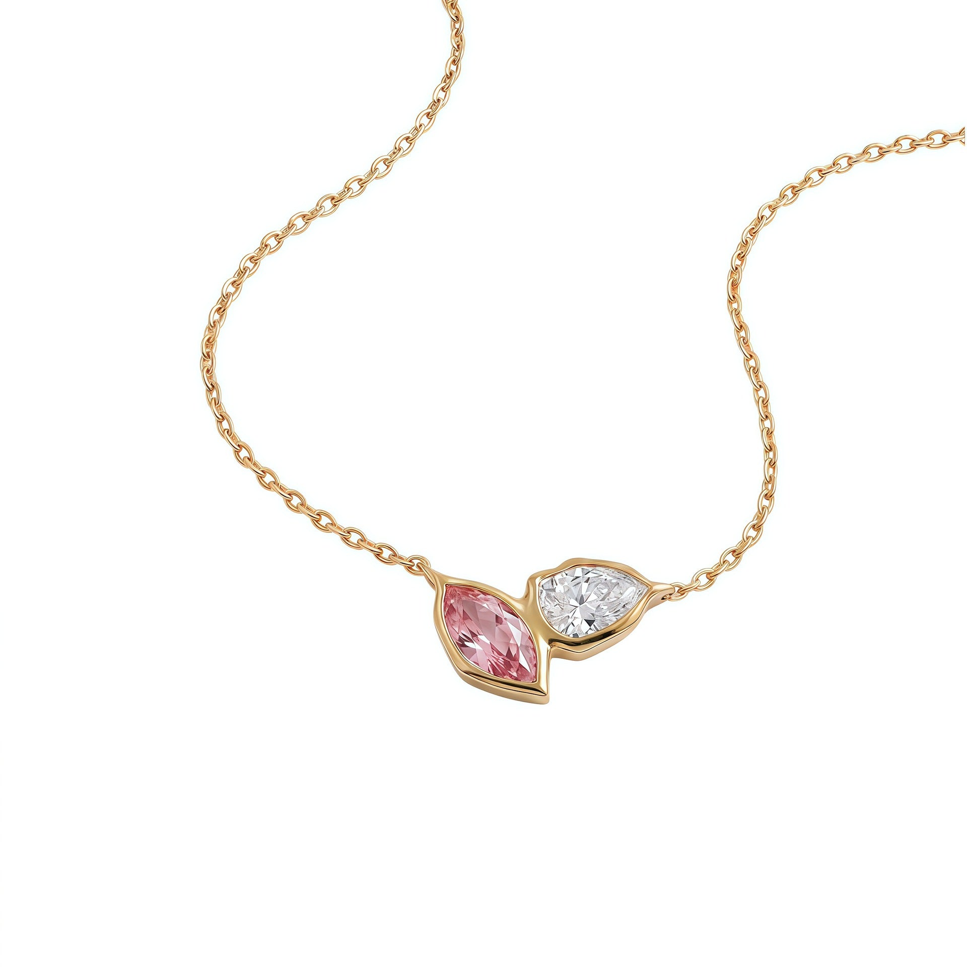 Wholesale Stylish 12 Birthstone Leaf Pendant Necklace Stainless Steel Electroplated Fashion Jewelry Gift