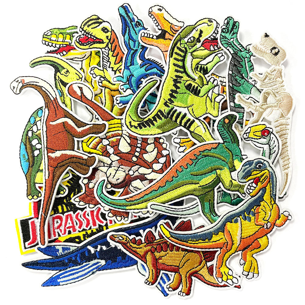 Wholesale Cartoon Dinosaur Decorative Embroidered Patches For Clothing DIY Iron On Craft Supply