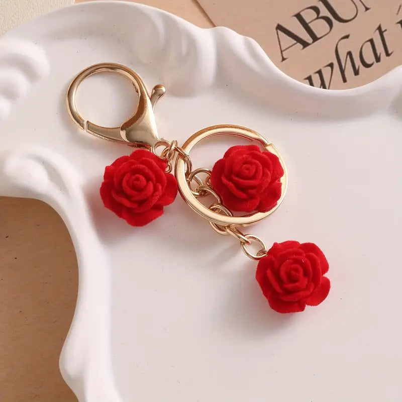 Wholesale 10 Elegant Rose Flower Set Zinc Alloy Keychain  Valentine' s Day