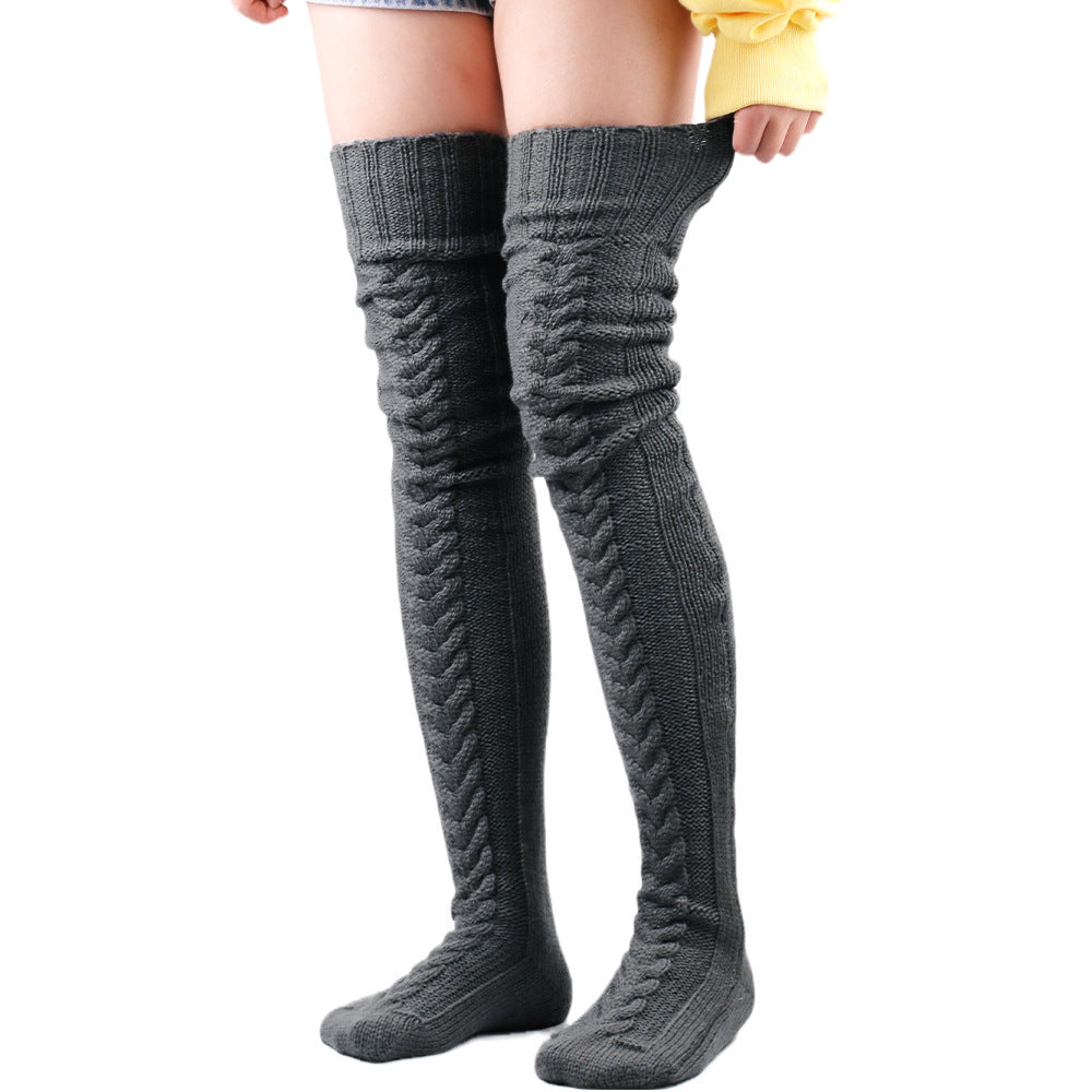 Wholesale Autumn and Winter Woolen Warm Foot Covers Solid Color Thick Stockings Pile Socks