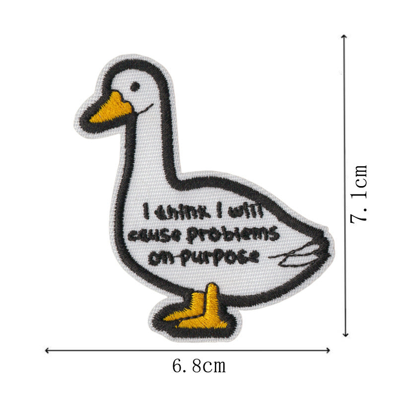 Wholesale 12Pcs Funny Animal Embroidered Patches Duck Goose Cat Designs Iron On Applique For Backpacks Hats Coats Decorative Accent