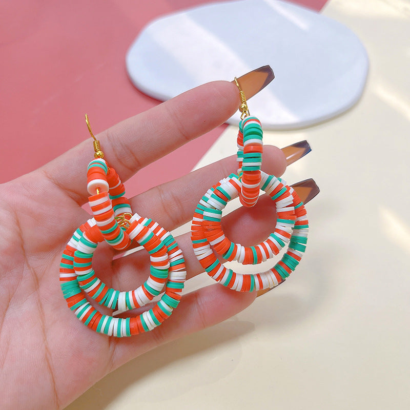 Wholesale Christmas Soft Clay Hollow Hoop Earrings