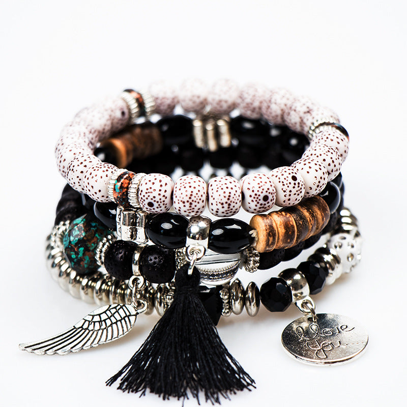 Wholesale Bohemian Multi layered Creative Tassel Bodhi Wings Love Fashion Bracelet