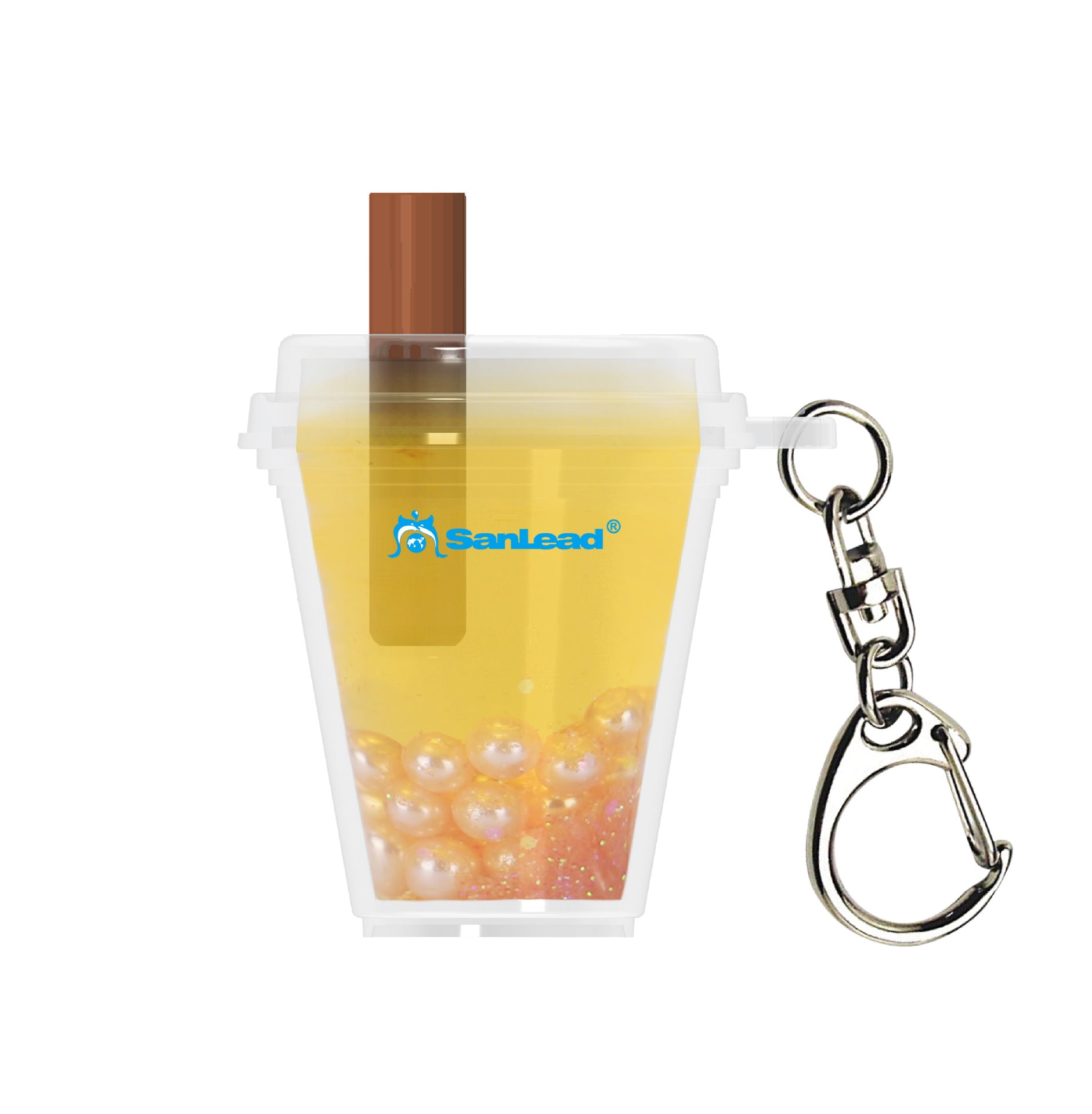 Wholesale Simulated Liquid Pearl Milk Tea Cup Acrylic Oil-infused Liquid Keychain