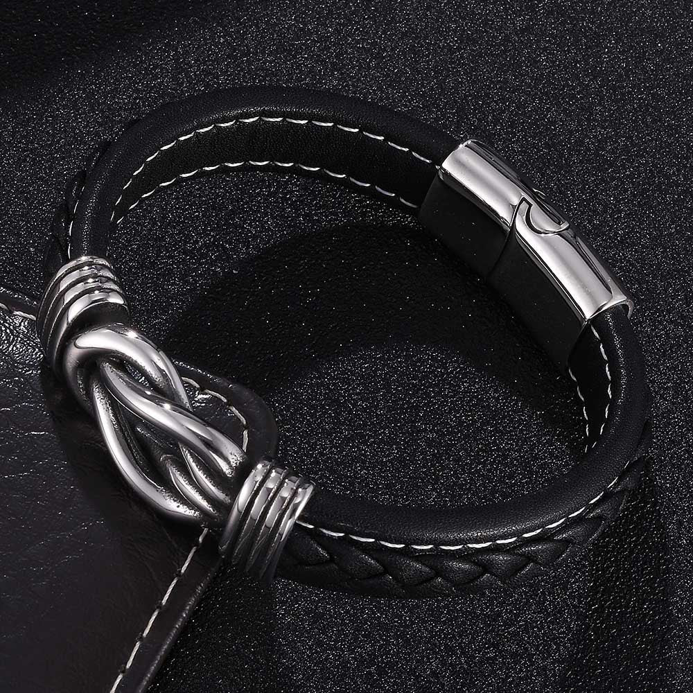 Wholesale Punk Genuine Leather Stainless Steel Jewelry Wholesale Titanium Steel Electroplated Genuine Gold Bracelets