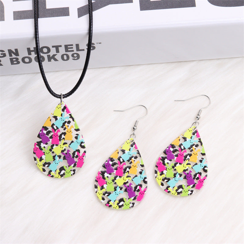 Wholesale Easter color sunglasses Rabbit printed earrings earrings female acrylic simple personalized earrings