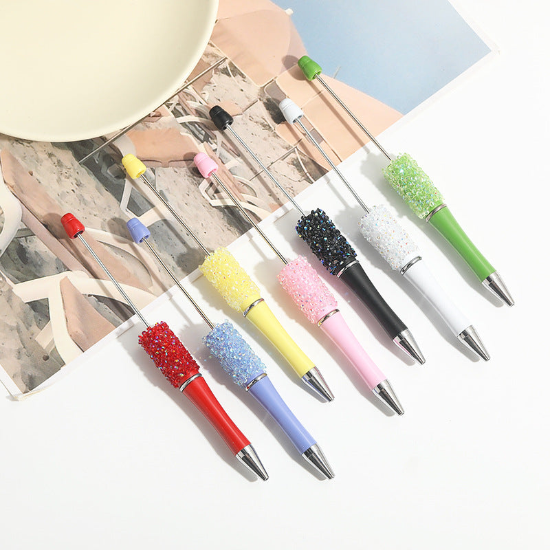 Wholesale 10pcs Beadable Pens Heavy Duty Full Diamond DIY Hand-twisted Ballpoint Pen
