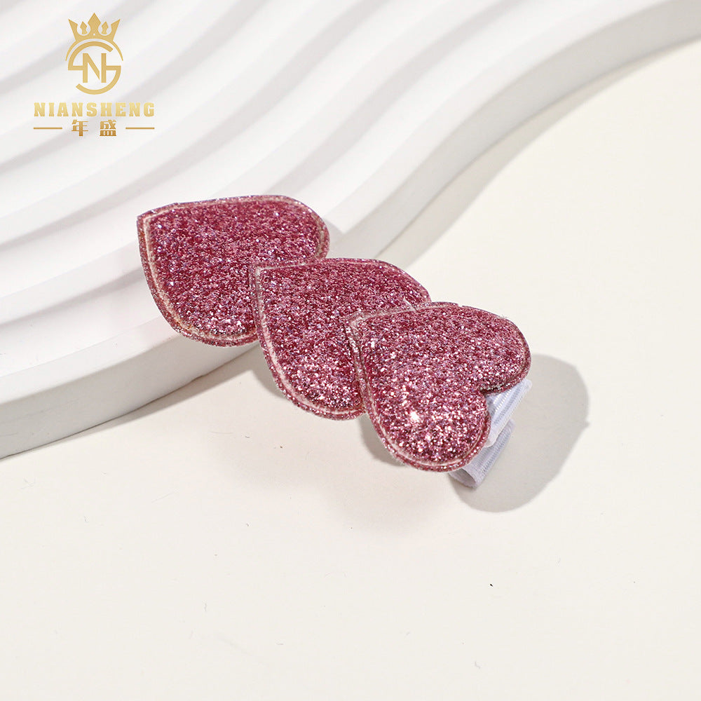 Wholesale Fine powder Valentine's Day heart children's hairpin