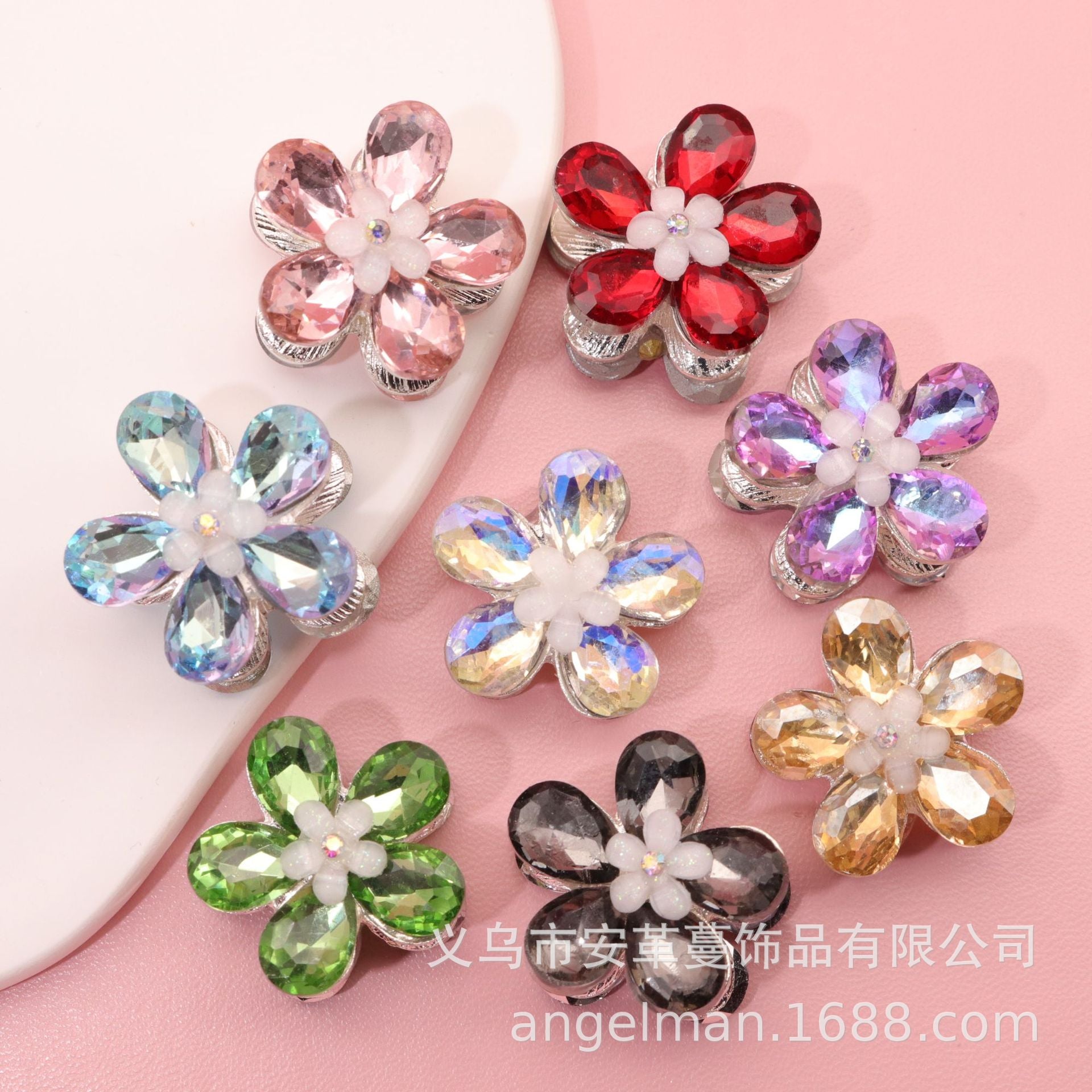 Wholesale Five-leaf flower beads double-sided crystal flower electroplating DIY beads