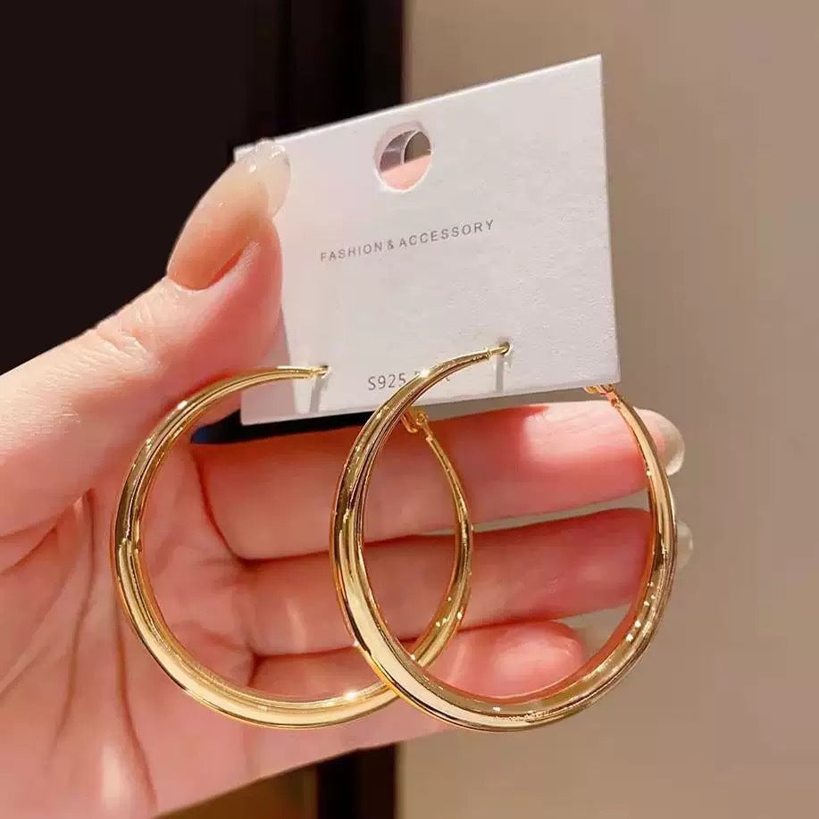 Wholesale Silver plain hoop earrings metal hoop earrings