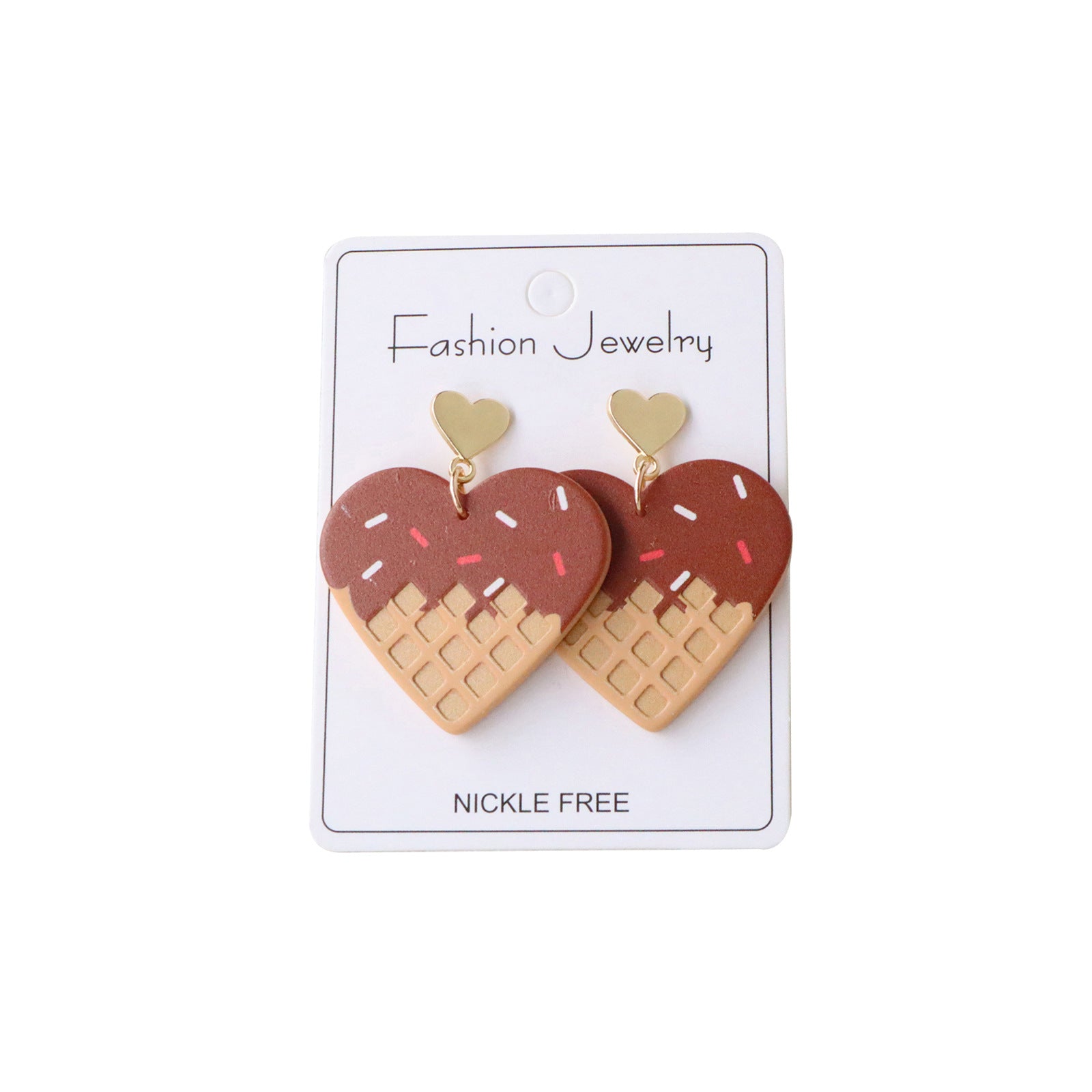 Wholesale Valentine' s Day Heart-Shaped Chocolate Cone Acrylic Earrings