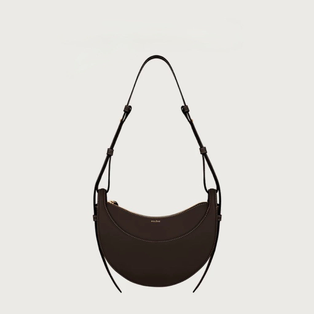 Wholesale Mini Moon Shape Saddle Bag Women's Leather Armpit Crossbody Bag High Quality Composite Cowhide Medium Size Spring Leisure Travel