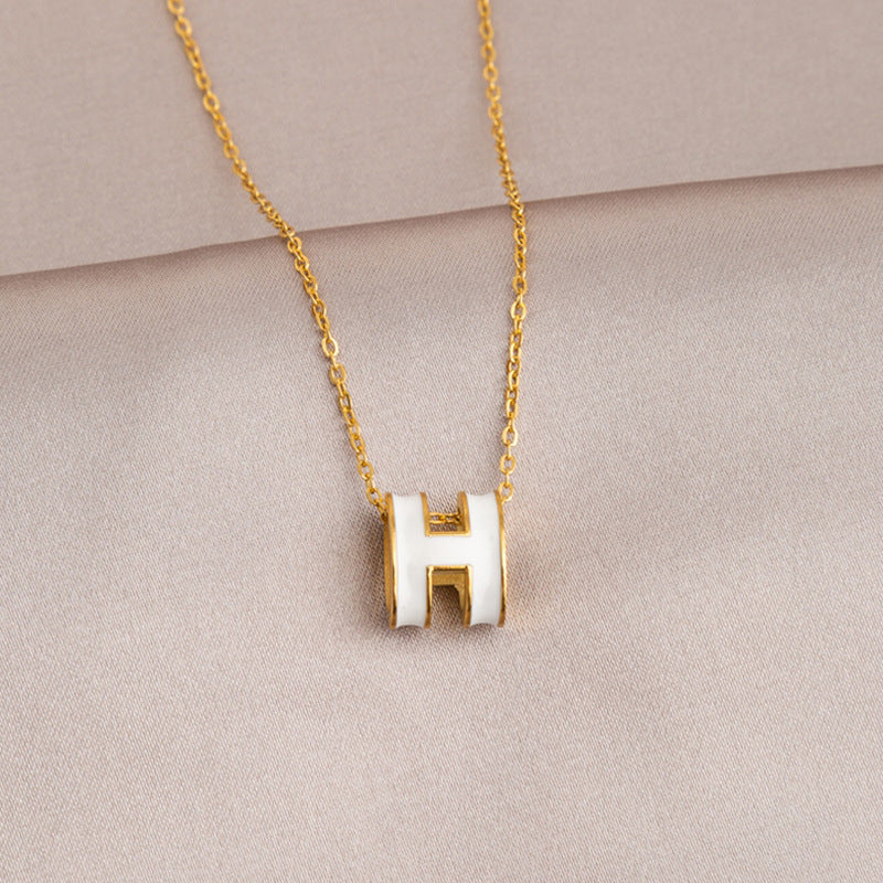 Wholesale English Letter Oval Brand Titanium Steel Non-fading Necklace Clavicle Chain
