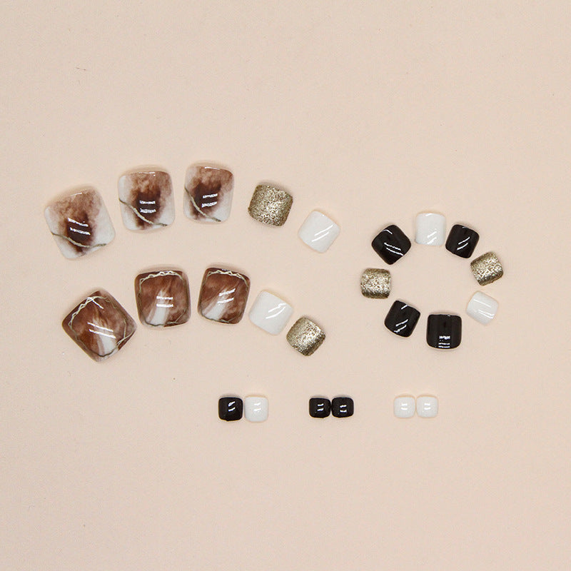 Wholesale Marbled Amber Smudged Brown Feet Nail Stickers