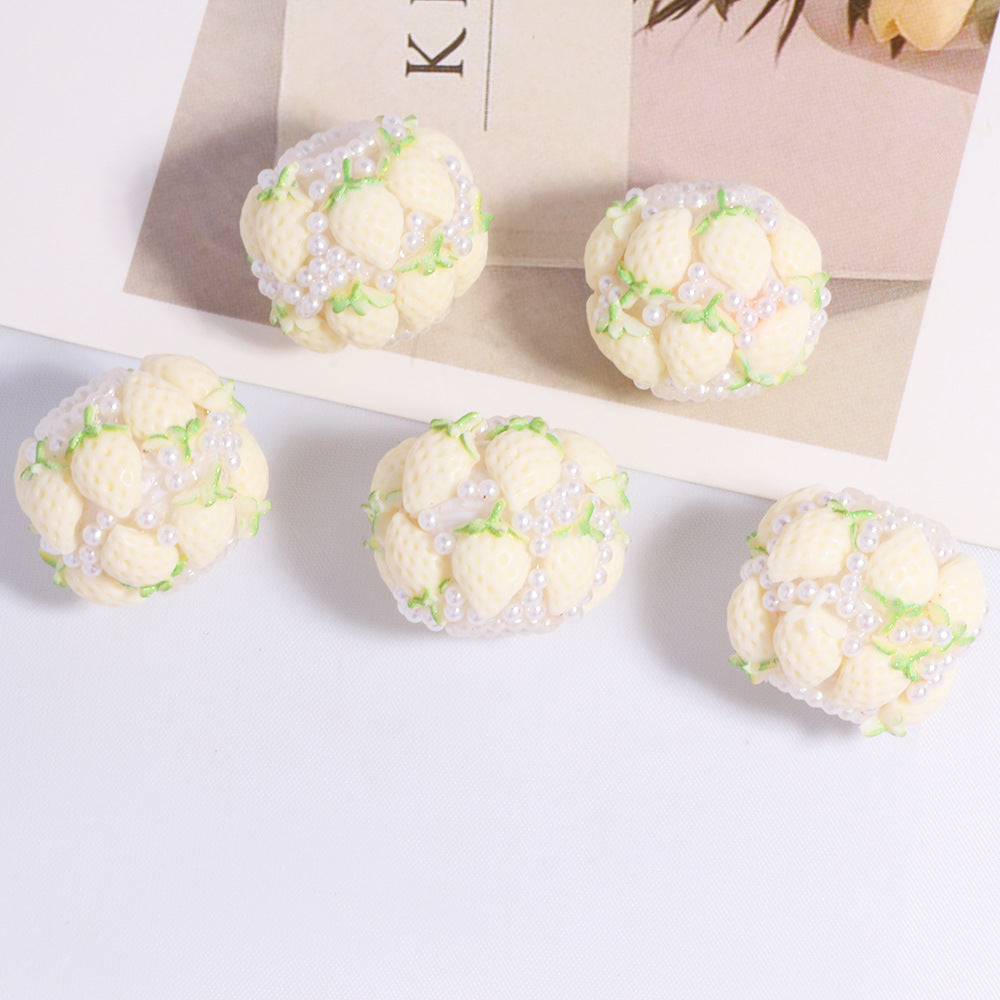 Wholesale 5pcs Polymer clay double layer strawberry beads straight hole loose beads beaded DIY accessories