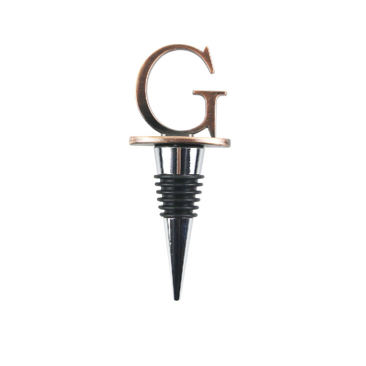 Wholesale Zinc Alloy 26 English Letter Wine Stopper Bottles
