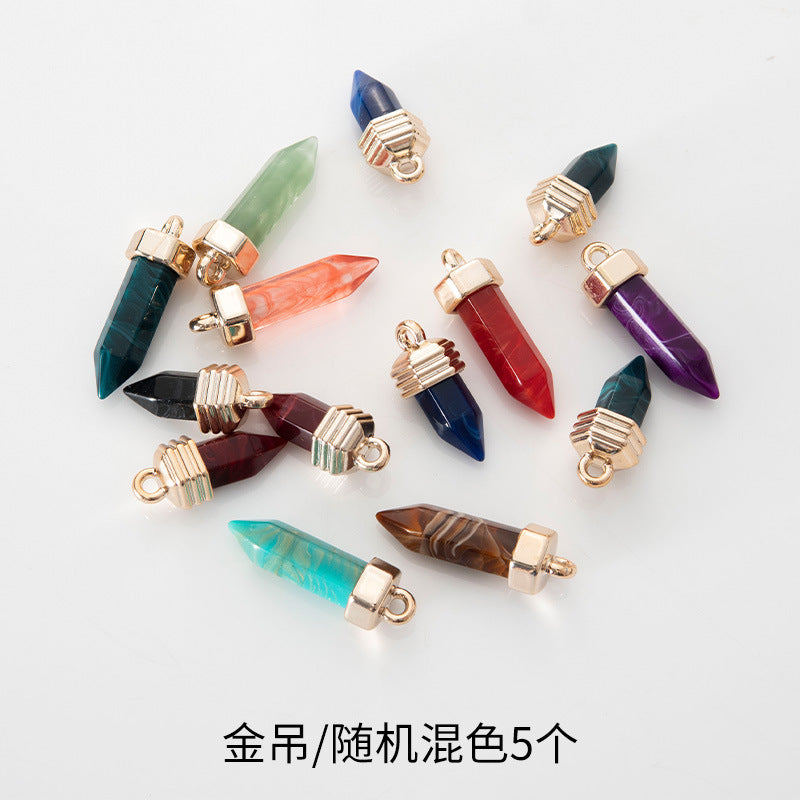 Wholesale Fashion Hexagonal Column Diamond Bullet Pendant Accessories Glass Pendant Glass Necklace Jewelry
