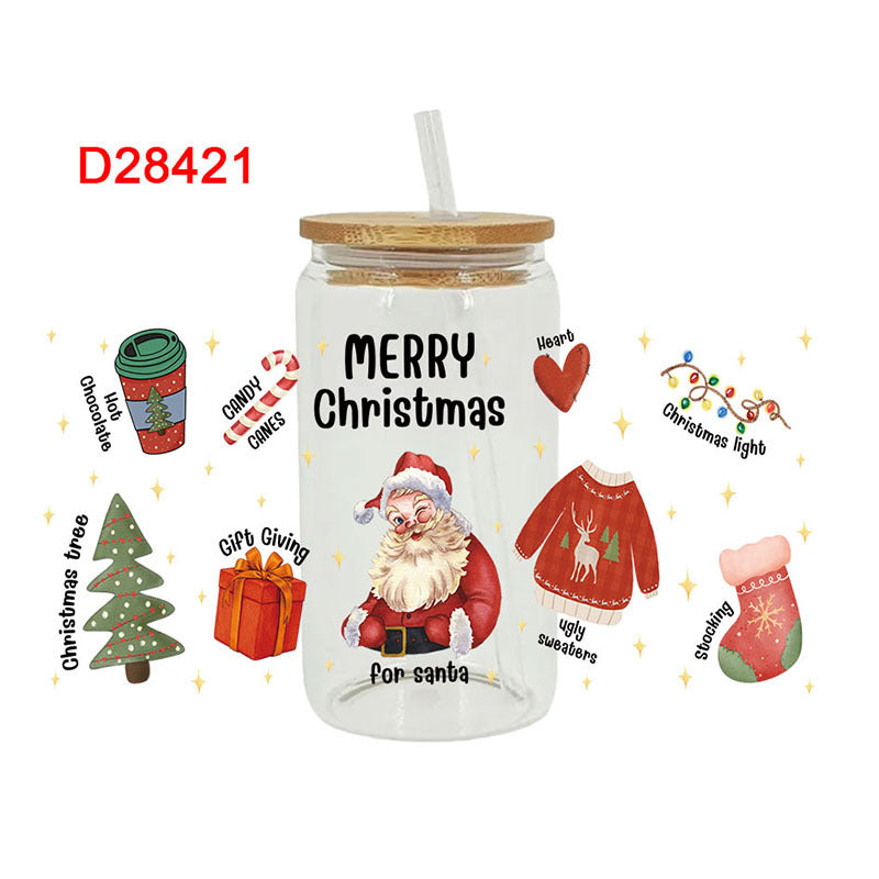 Wholesale Colorful Christmas Tree   16oz Cup UV DTF Wraps