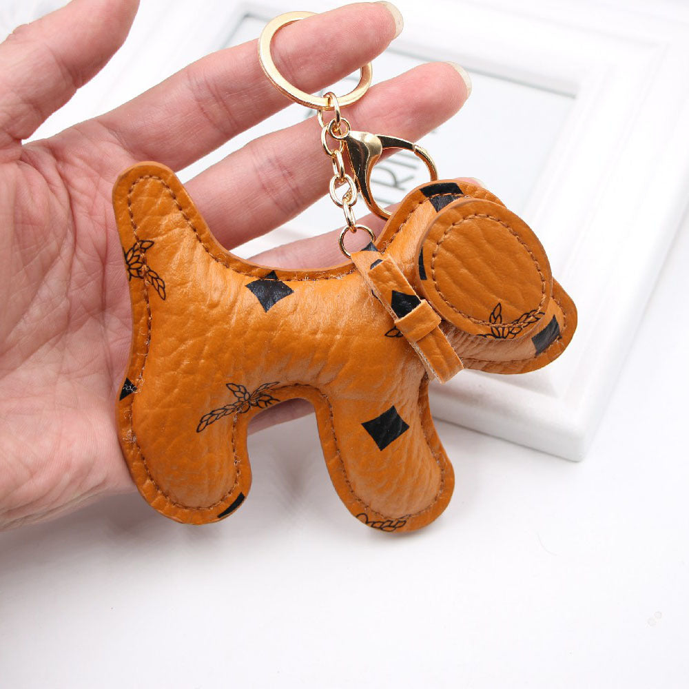 Wholesale Korean Trendy Cartoon Dog PU Leather Keychain Bag Charm Car Key Accessory Gift