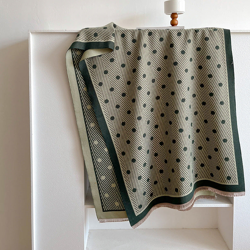 Wholesale Winter Warm Imitation Cashmere Polka Dot Striped Fashion Printed Scarf