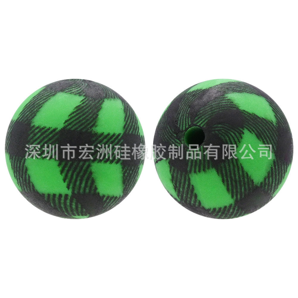 Wholesale 10pcs/pack Plaid Watermark Food Grade Silicone  DIY Round Beads