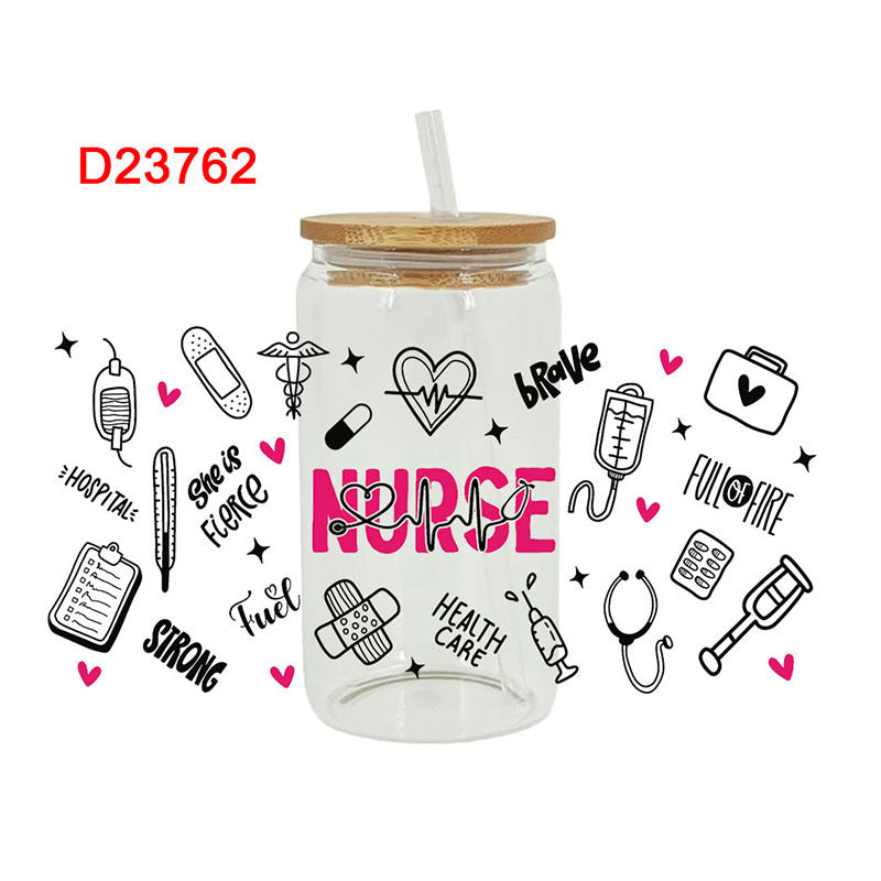 Wholesale Cartoon Colorful Medical 16oz Cup UV DTF Wraps