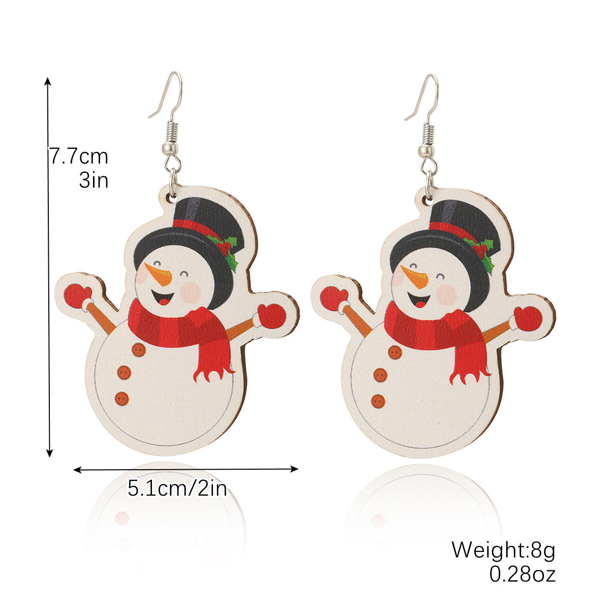 Wholesale Christmas Snowflake Santa Claus Wooden Earrings