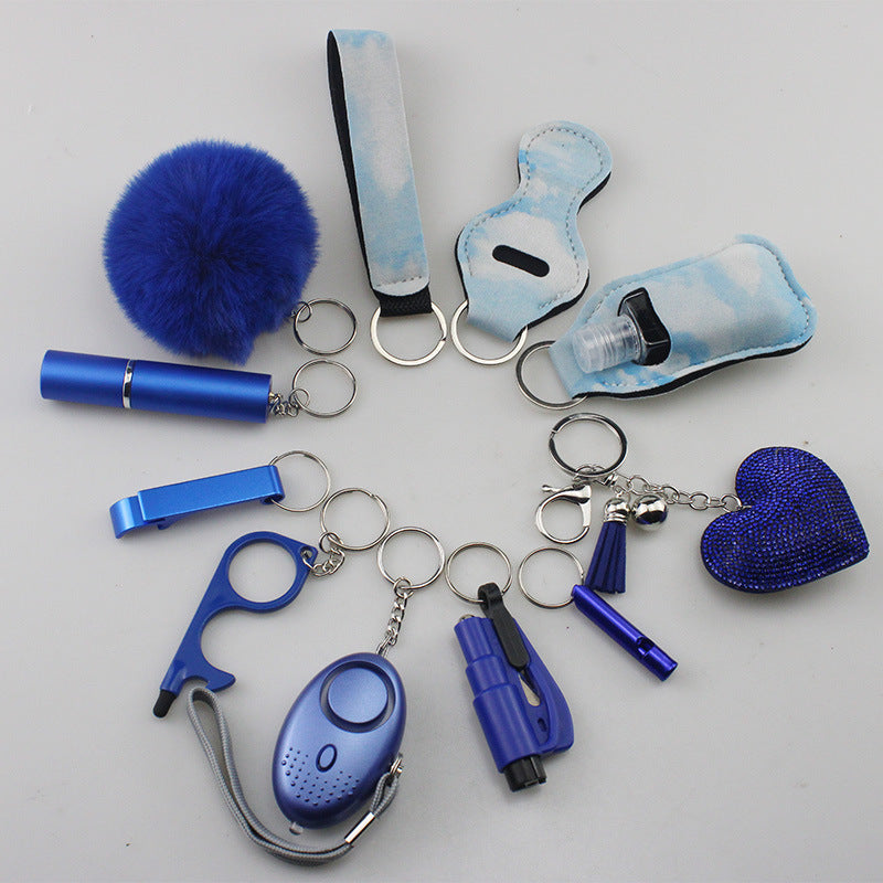 Wholesale Rhinestone Love Lipstick Set Bottle Opener Hair Ball Whistle Keychain Set